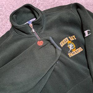 VINTAGE Champion Green Bay Packers Jacket Mens Medium Green Fleece 90s